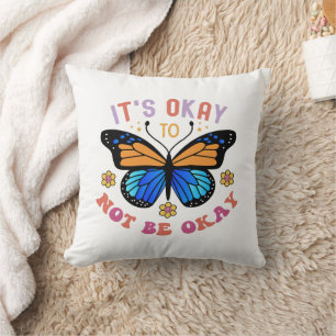 Cojín Decorativo Mariposa Monarca de Conciencia sobre Salud Mental