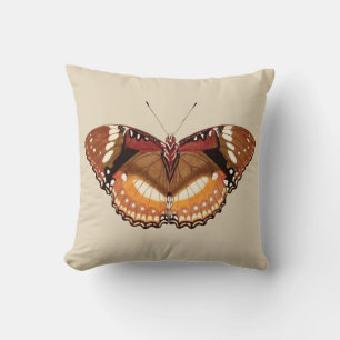 Cojín Decorativo Mariposa monarca en marrón, roya y crema