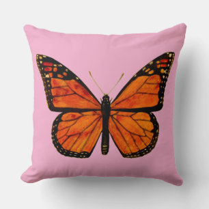Cojín Decorativo Mariposa monarca (Fondo ROSA)