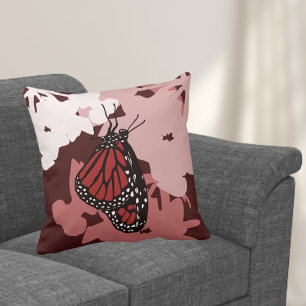 Cojín Decorativo Mariposa monarca roja moderna
