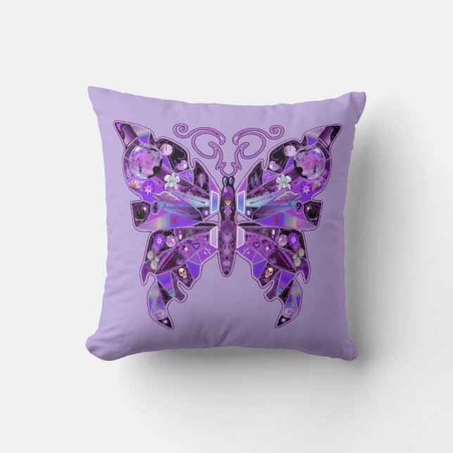 Cojín Decorativo Mariposa morada 31 (Anverso)