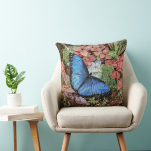 Cojín Decorativo Mariposa morfa azul