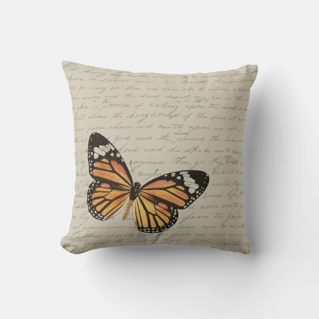 Cojín Decorativo Mariposa naranja (Anverso)