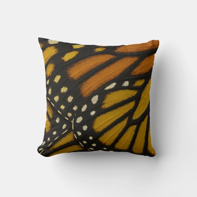 Cojín Decorativo Mariposa Naranja y Ala mariposa monarca amarilla (Anverso)