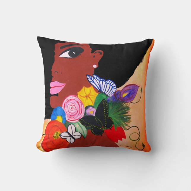 Cojín Decorativo Mariposa negra - (Anverso)