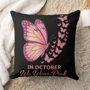 Cojín Decorativo mariposa pecho rosa en octubre