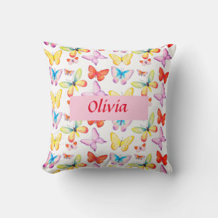 Cojín Decorativo Mariposa Personalizada Acuarela Colorida