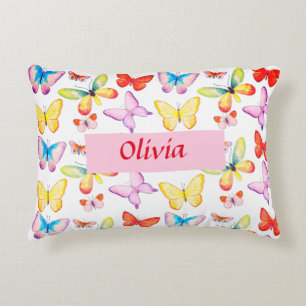 Cojín Decorativo Mariposa Personalizada Acuarela Colorida