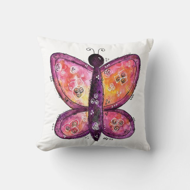 Cojín Decorativo Mariposa púrpura caprichosa (Anverso)