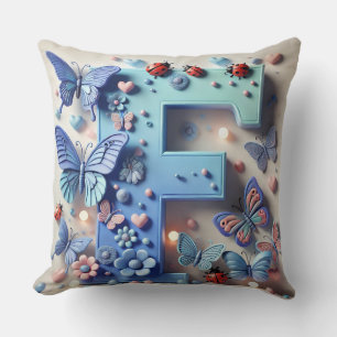 Cojín Decorativo Mariposa Señora de la mariquita Monograma de la le