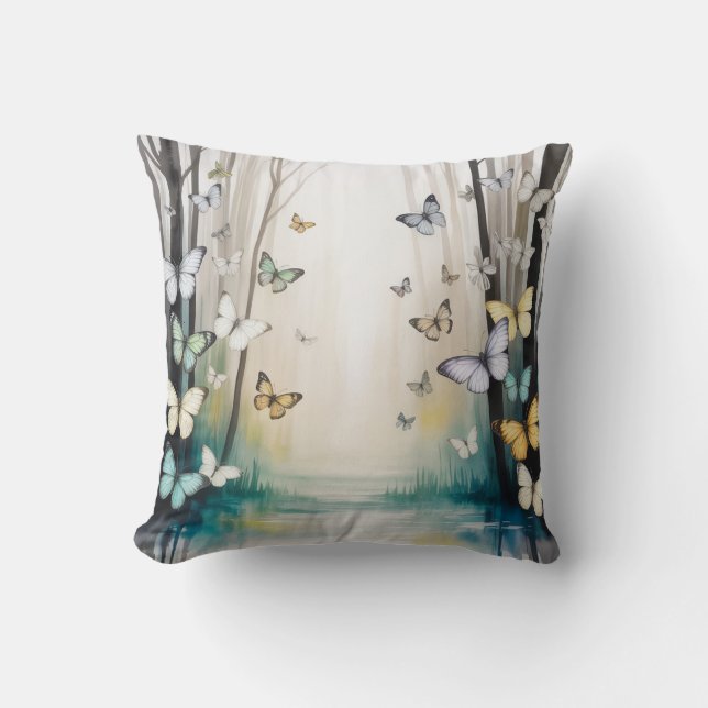 Cojín Decorativo  Mariposa Sutil Elegante  (Anverso)