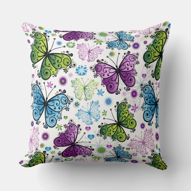 Cojín Decorativo Mariposa Trippy Hippy Retro (Anverso)