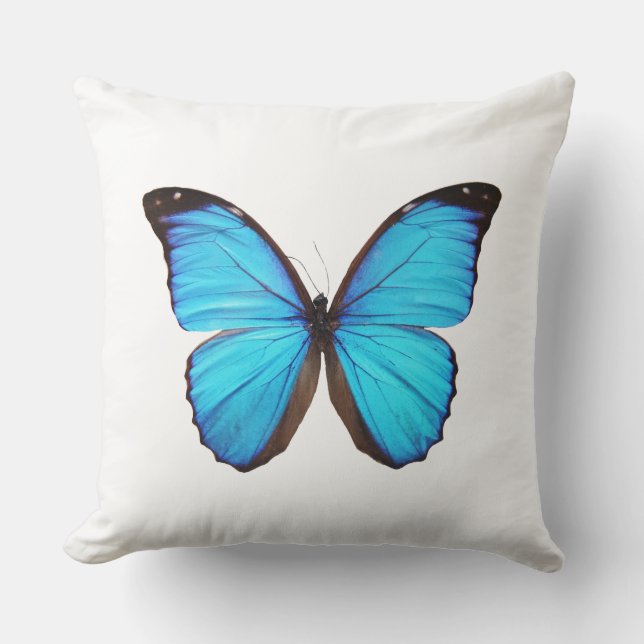 Cojín Decorativo Mariposa tropical azul (Anverso)