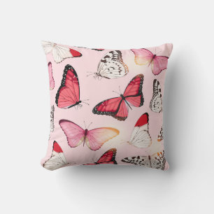 Cojín Decorativo Mariposa tropical detallada: patrón de cosecha