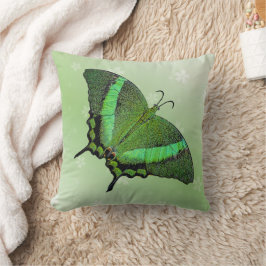 Cojín Decorativo Mariposa verde sobre verde claro - romántico