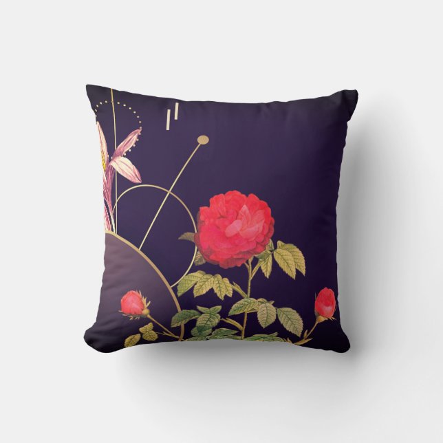 Cojín Decorativo Mariposa Violeta Botánica Púrpura (Anverso)