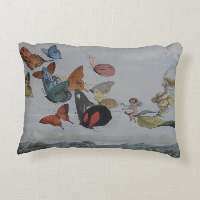Cojín Decorativo Mariposa y hadas mariposas reina (Reverso)