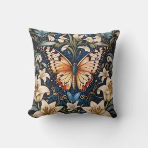 Cojín Decorativo Mariposa y Lilies Botánico
