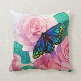 Cojín Decorativo Mariposa y Rosas