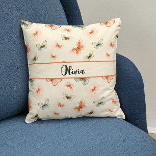 Cojín Decorativo Mariposas acuarela boho minimalista