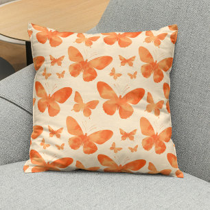 Cojín Decorativo Mariposas acuarela naranja