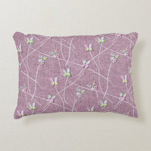Cojín Decorativo Mariposas Acuarela sobre Rosa Polvoriento