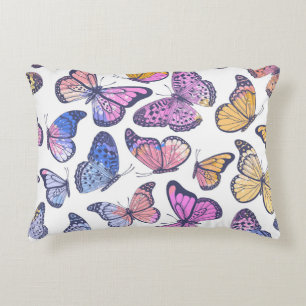 Cojín Decorativo Mariposas acuarelas: Patrón de cosecha Pastel.