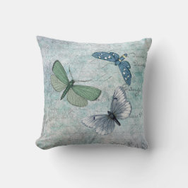 Cojín Decorativo Mariposas antiguas Grunge Francés