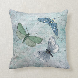 Cojín Decorativo Mariposas antiguas Grunge Francés