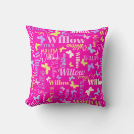 Cojín Decorativo Mariposas arcoiris nombre personalizado Willow ros
