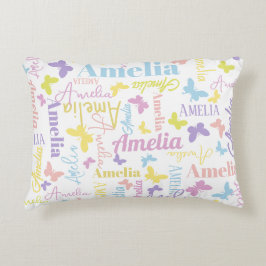 Cojín Decorativo Mariposas arcoiris silenciadas nombre personalizad