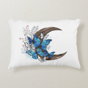 Cojín Decorativo Mariposas azules en creciente de madera