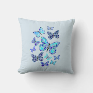Cojín Decorativo Mariposas Azules En Puntos