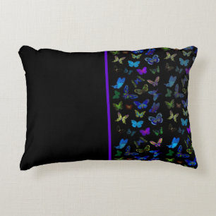 Cojín Decorativo Mariposas azules sobre negro