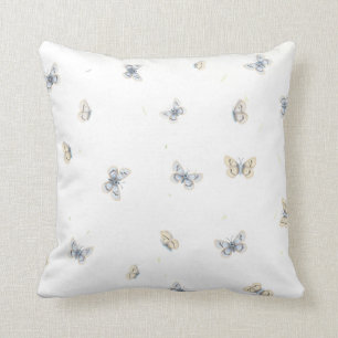 Cojín Decorativo Mariposas azules y de crema encantadoras fauna de