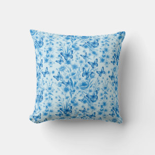 Cojín Decorativo Mariposas Azules y Flores