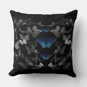 Cojín Decorativo Mariposas Azules Y Mariposas Negras Y Blancas P