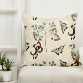 Cojín Decorativo Mariposas botánicas antiguas y catclaw