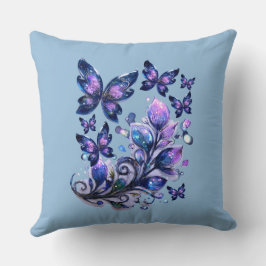 Cojín Decorativo Mariposas Brillo Cósmico Azul 