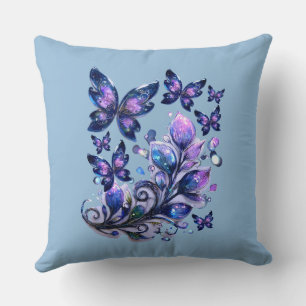 Cojín Decorativo Mariposas Brillo Cósmico Azul