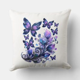 Cojín Decorativo Mariposas Brillo Cósmico Blancas  