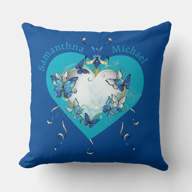 Cojín Decorativo Mariposas Caprichosas Personalizadas Corazón (Anverso)