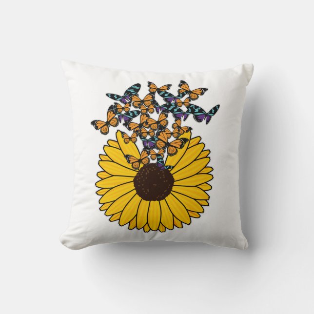 Cojín Decorativo Mariposas con girasol (Anverso)