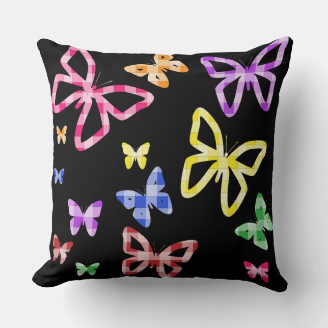 COJÍN DECORATIVO MARIPOSAS DE AJEDREZ (Anverso)