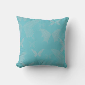 Cojín Decorativo Mariposas de color azul Rosa sobre azul turquesa