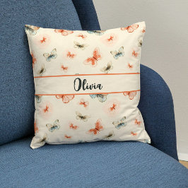 Cojín Decorativo Mariposas de color de agua Boho minimalista