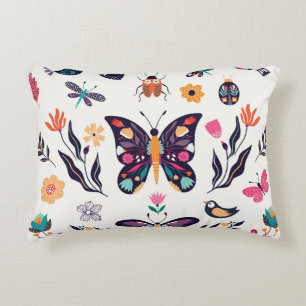 Cojín Decorativo Mariposas de elementos de primavera Flores de aves