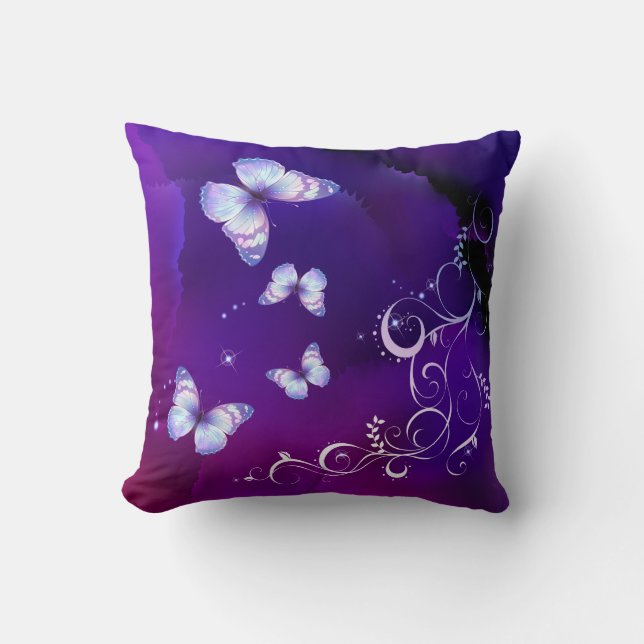 Cojín Decorativo Mariposas de los sueños de medianoche (Anverso)