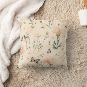 Cojín Decorativo Mariposas de Melocotón Floral