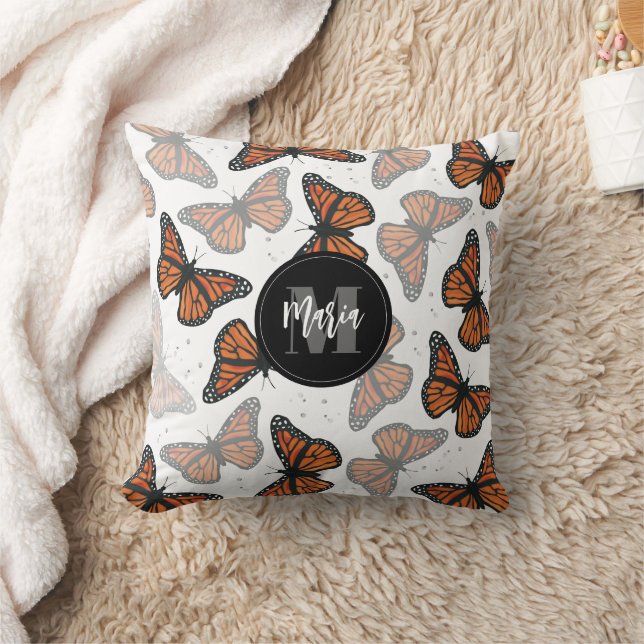 Cojín Decorativo Mariposas de naturaleza monograma lindo (Manta)